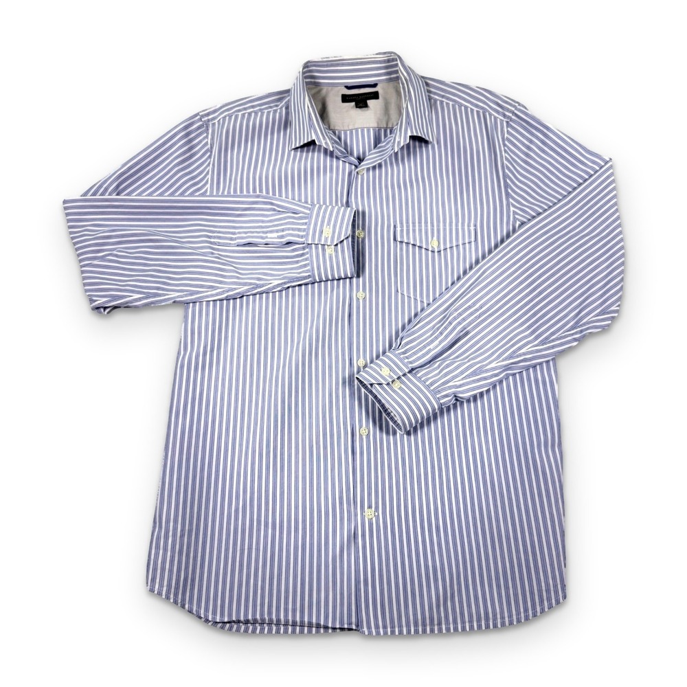 Banana Republic Slim Fit Button Up Shirt Mens XL Blue White Stripe Fall 2008